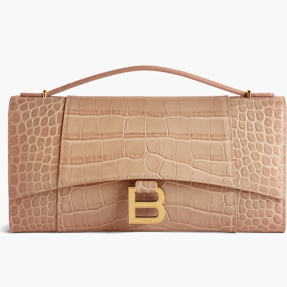 Balenciaga Tan Croc-Embossed Clutch - Picture 1 of 5
